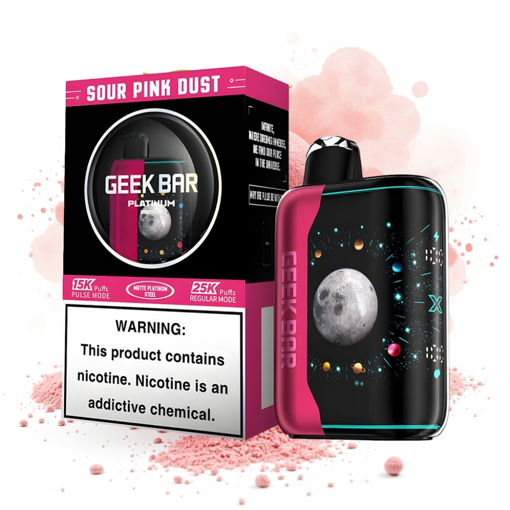 GEEK BAR Platinum 25000 Puffs Dynamic 3D Curved Screen 20mL 2% Sour Pink Dust