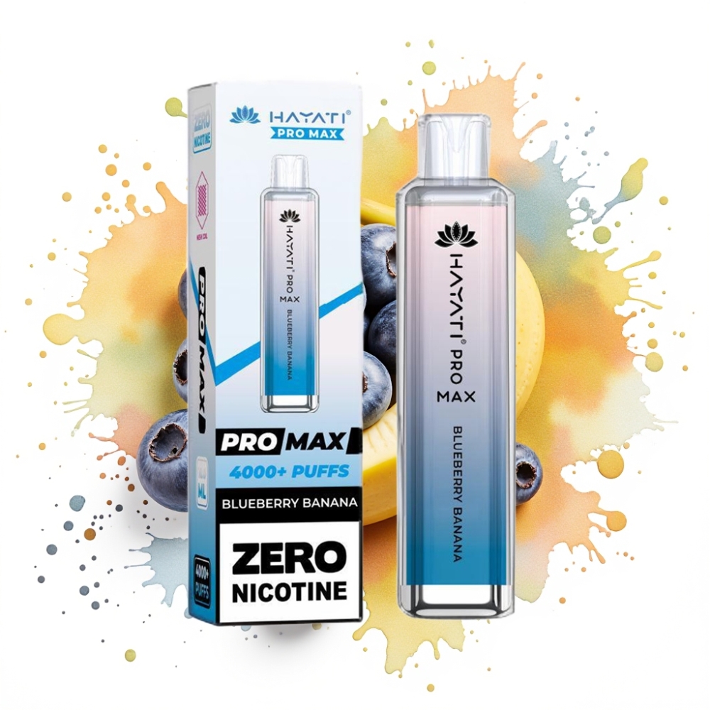 Hayati Pro Max 4000 Puffs Disposable Vape Dual 1.1 Ohm Mesh Coil 1400mAh Rechargeable Blueberry Banana