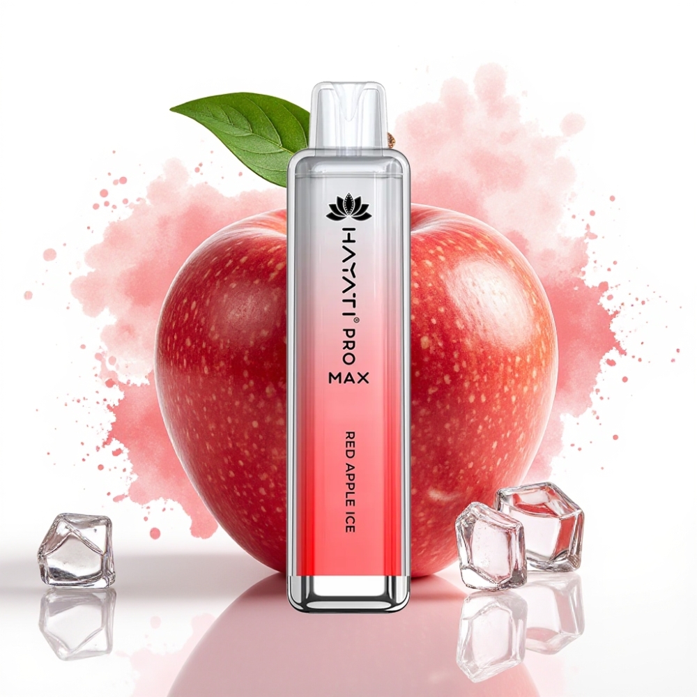 Hayati Pro Max 4000 Puffs Dual Mesh Coil 1400mAh Rechargeable Disposable Vape Red Apple Ice