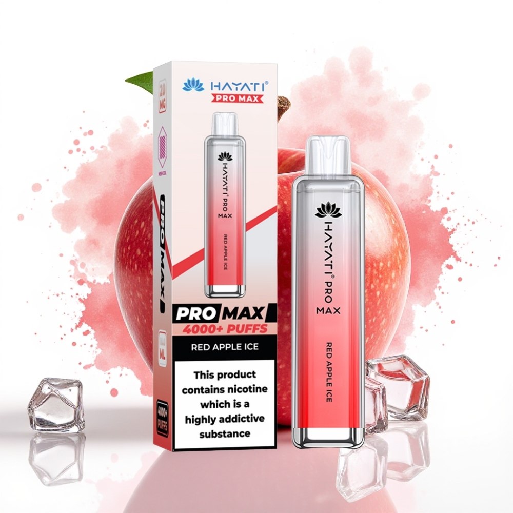 Hayati Pro Max 4000 Puffs Dual Mesh Coil 1400mAh Rechargeable Disposable Vape Red Apple Ice