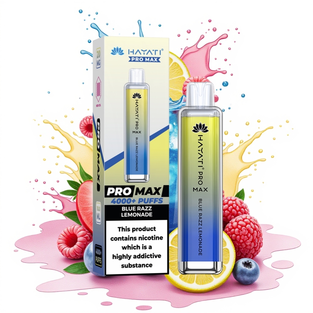 Hayati Pro Max 4000 Puffs Dual Mesh Rechargeable Disposable Vape Blue Razz Lemonade