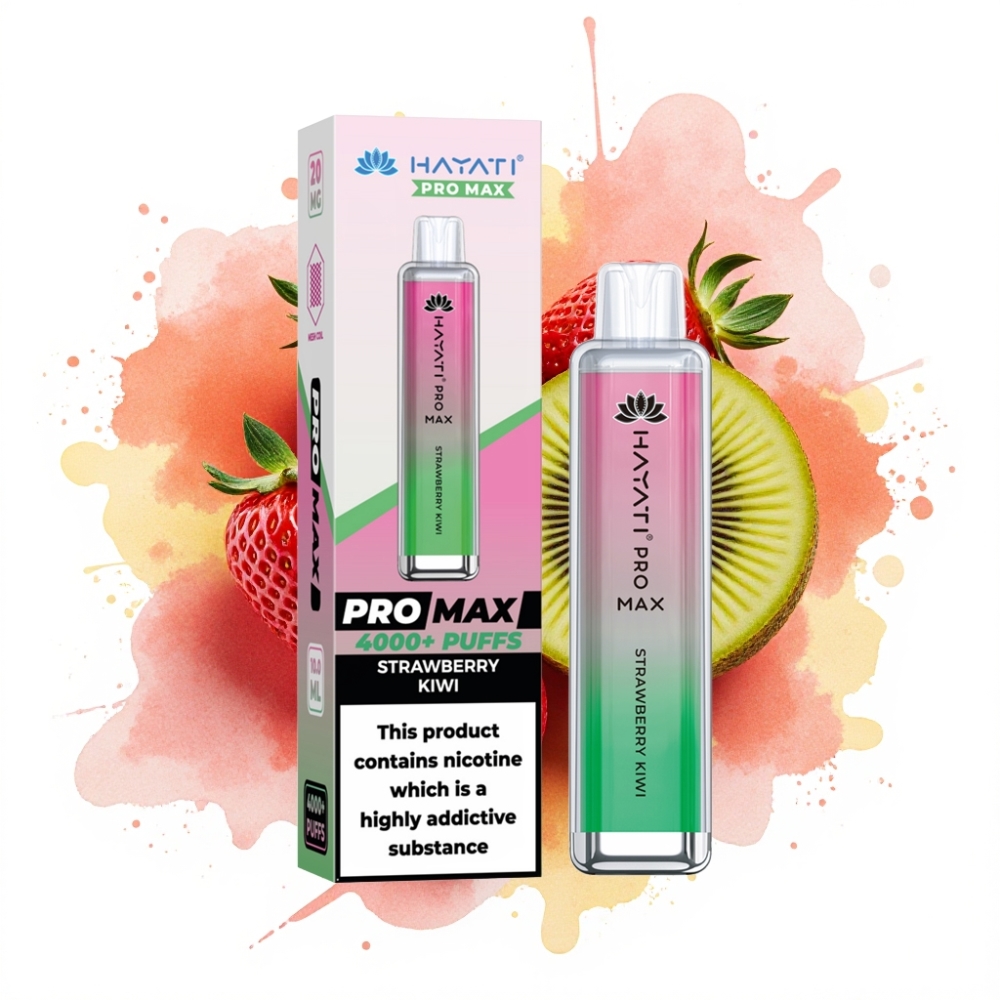 Hayati Pro Max 4000 Puffs Rechargeable 1400mAh Dual Mesh Coil Strawberry Kiwi Disposable Vape