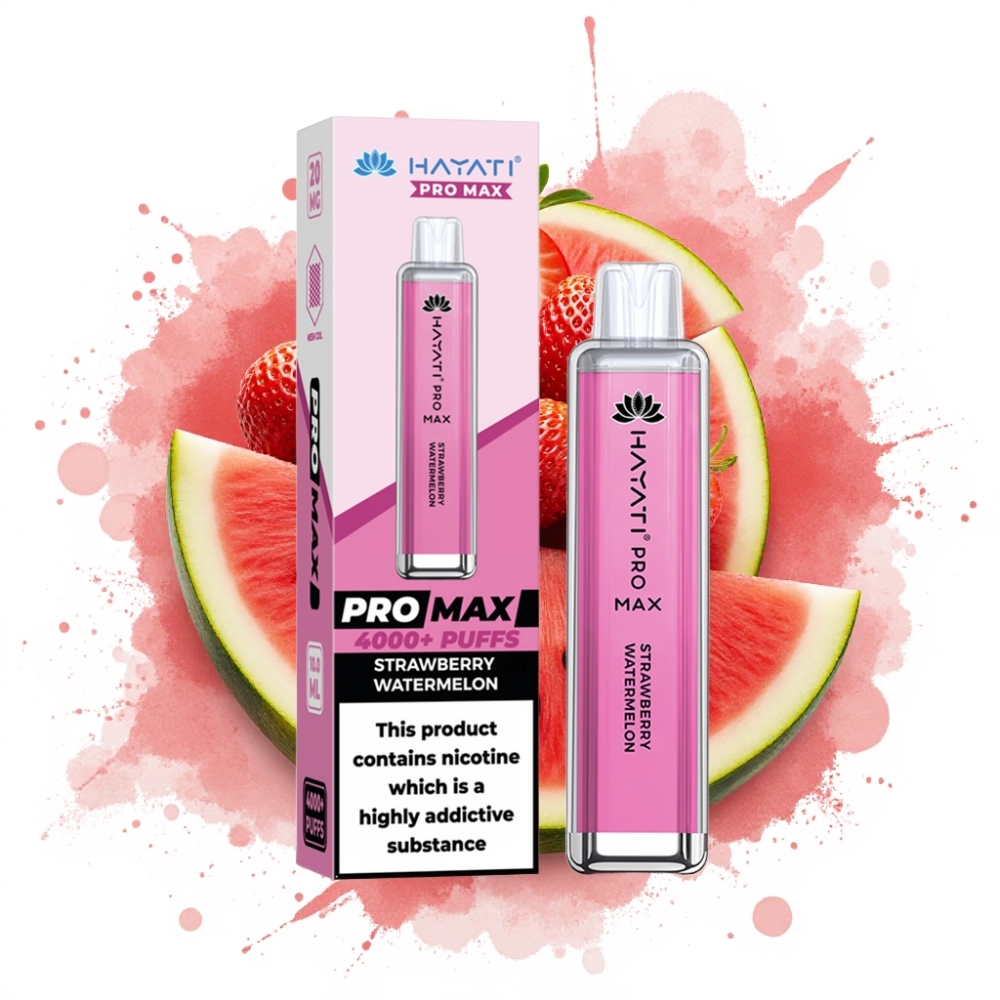 Hayati Pro Max 4000 Puffs Rechargeable 1400mAh Dual Mesh Strawberry Watermelon