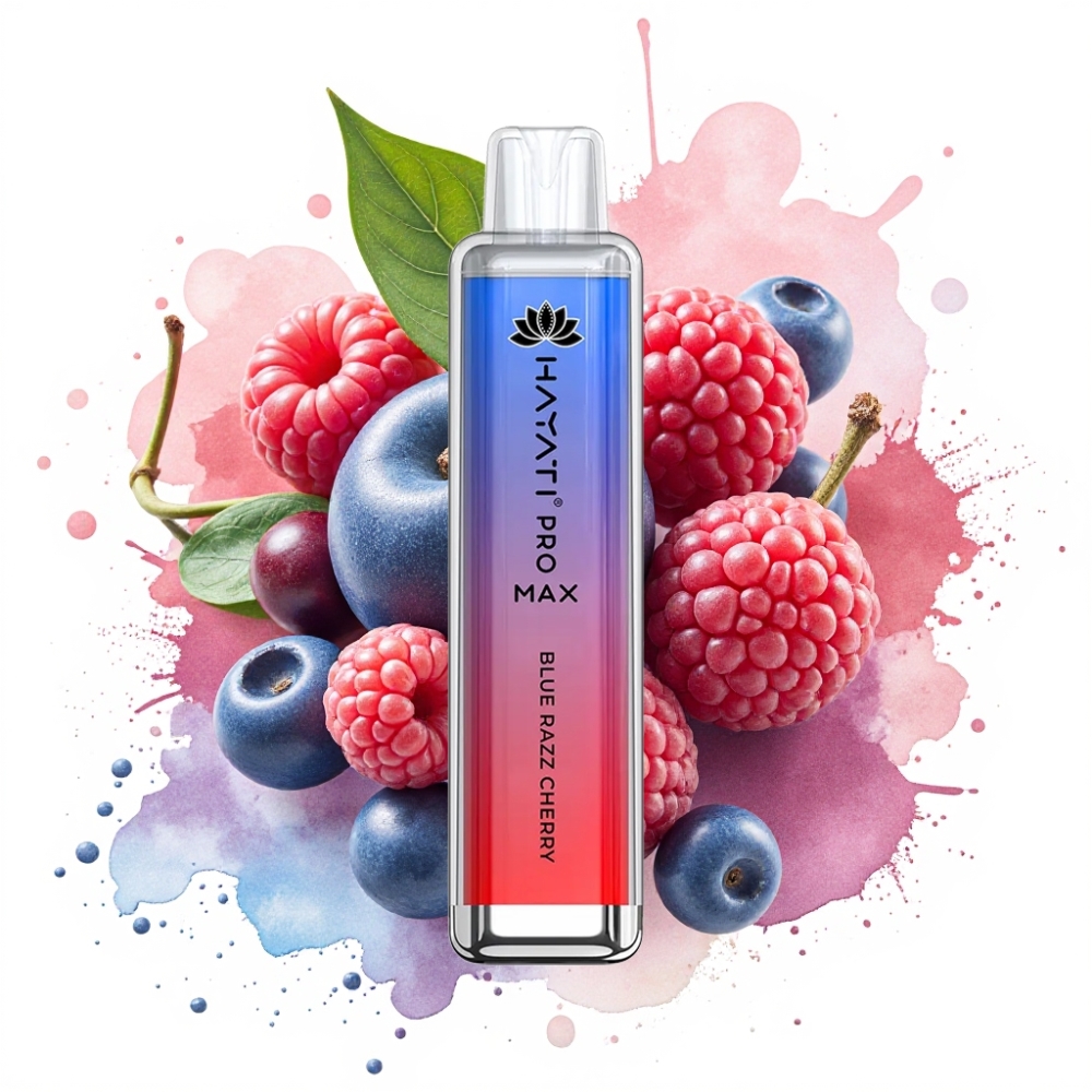 Hayati Pro Max 4000 Puffs Rechargeable Disposable Vape Blue Razz Cherry 1400mAh Dual Mesh Coil