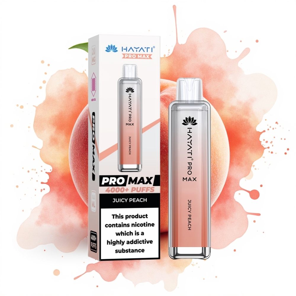 Hayati Pro Max 4000 Puffs Rechargeable Disposable Vape Juicy Peach