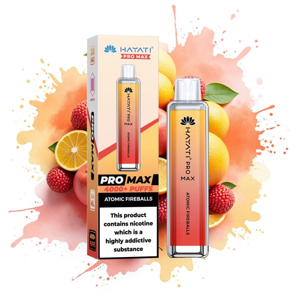 Hayati Pro Max 4000 Puffs Rechargeable Disposable Vape with 1400mAh Battery & Atomic Fireballs Flavor