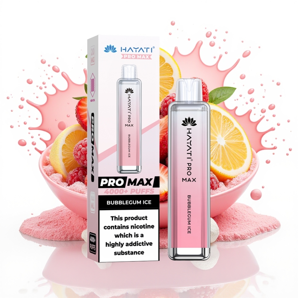 Hayati Pro Max 4000 Puffs Rechargeable Dual Mesh Coil Bubblegum Ice Disposable Vape
