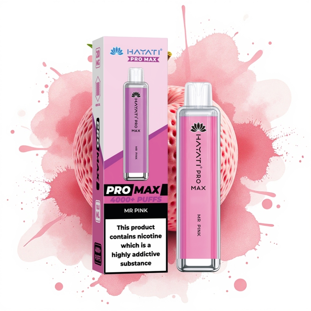 Hayati Pro Max 4000 Puffs Rechargeable Dual Mesh Coil Disposable Vape Mr Pink