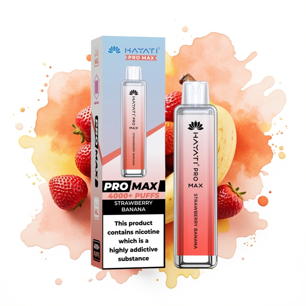 Hayati Pro Max 4000 Puffs Strawberry Banana Dual Mesh Coil Rechargeable Disposable Vape