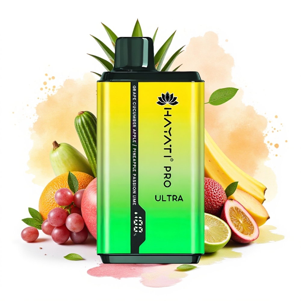 Hayati Pro Ultra 15000 Puffs 850mAh 24ml 2% Grape Cucumber Apple Pineapple Passion Lim