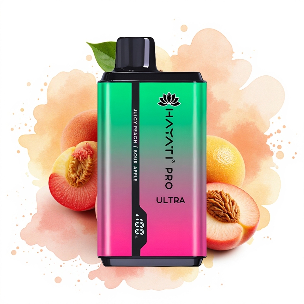 Hayati Pro Ultra 15000 Puffs 850mAh 24ml 2% Sour Apple Juicy Peach
