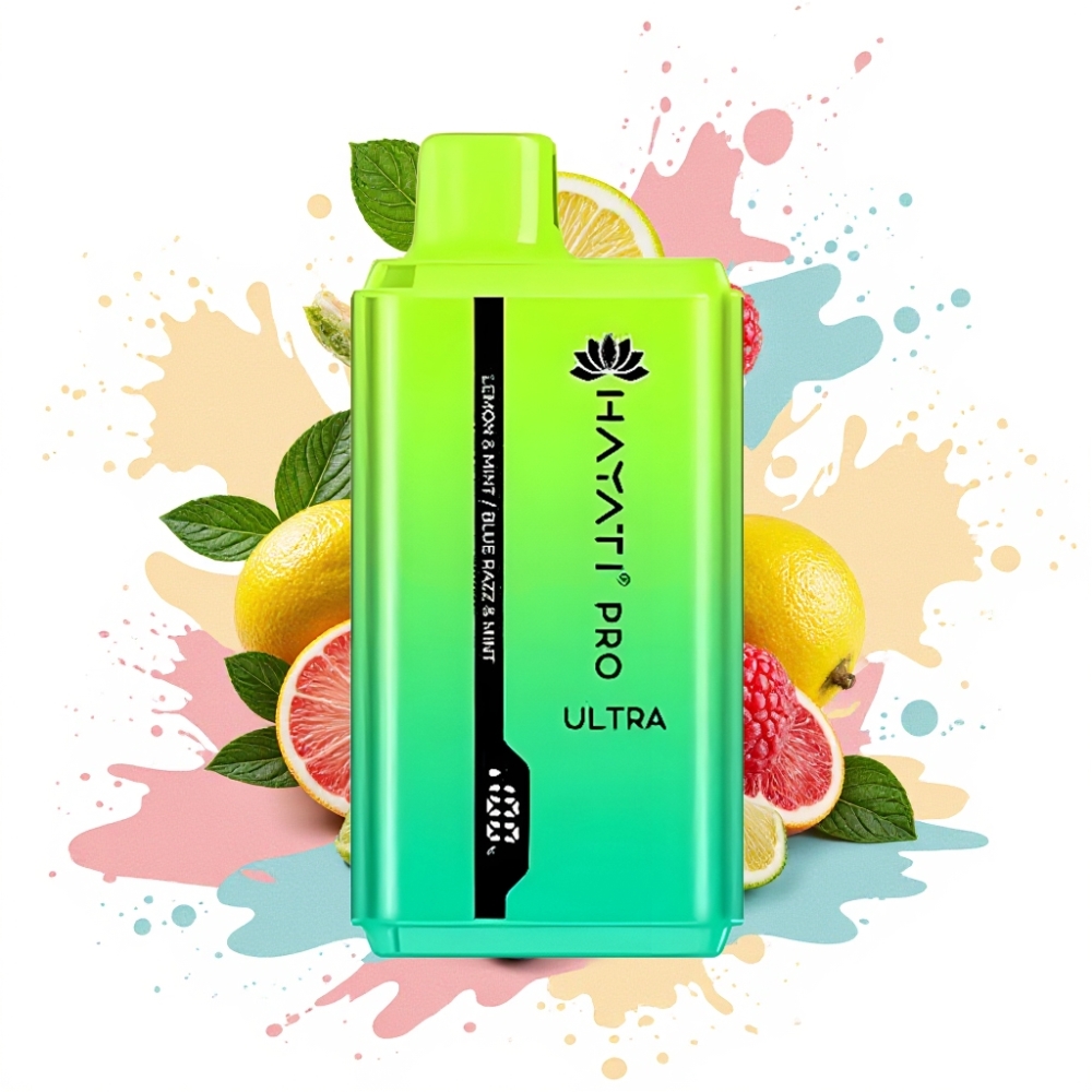 Hayati Pro Ultra 15000 Puffs 850mAh 2×12ml 2% Lemon & Mint Blue Razz & Mint