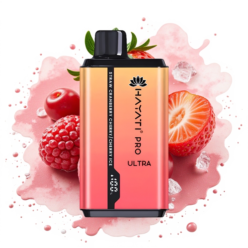 Hayati Pro Ultra 15000 Puffs 850mAh 2×12ml 2% Strawberry Cranberry Cherry Cherry Ice