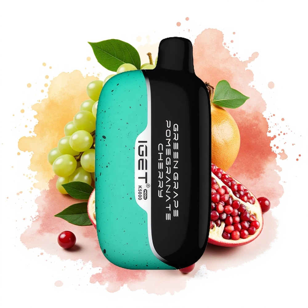 IGET Moon K5000 Puffs 5000 Mesh Coil 1.35 Ohm PC Green Grape Pomegranate Cherry