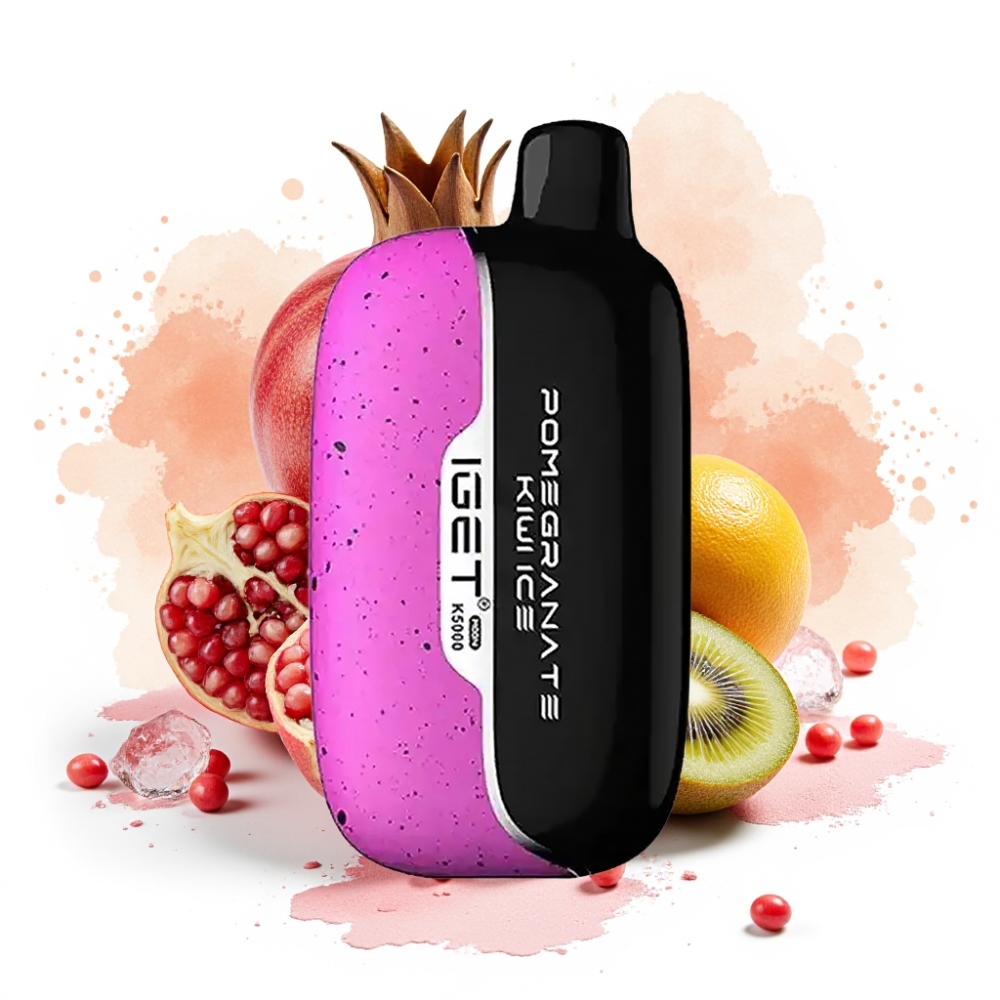 IGET Moon K5000 Puffs Disposable Vape Pomegranate Kiwi Ice 81.5g PC Mesh Coil 1.35 Ohm 49.5x25.3x99.4mm