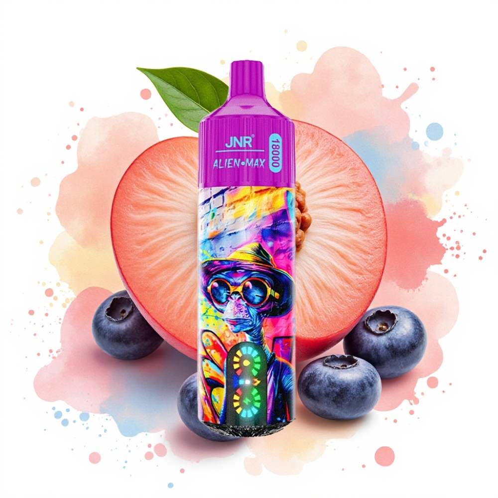 JNR Alien Max 18000 Puffs Smart LED Dual Mesh 28ml Peach Blueberry Candy