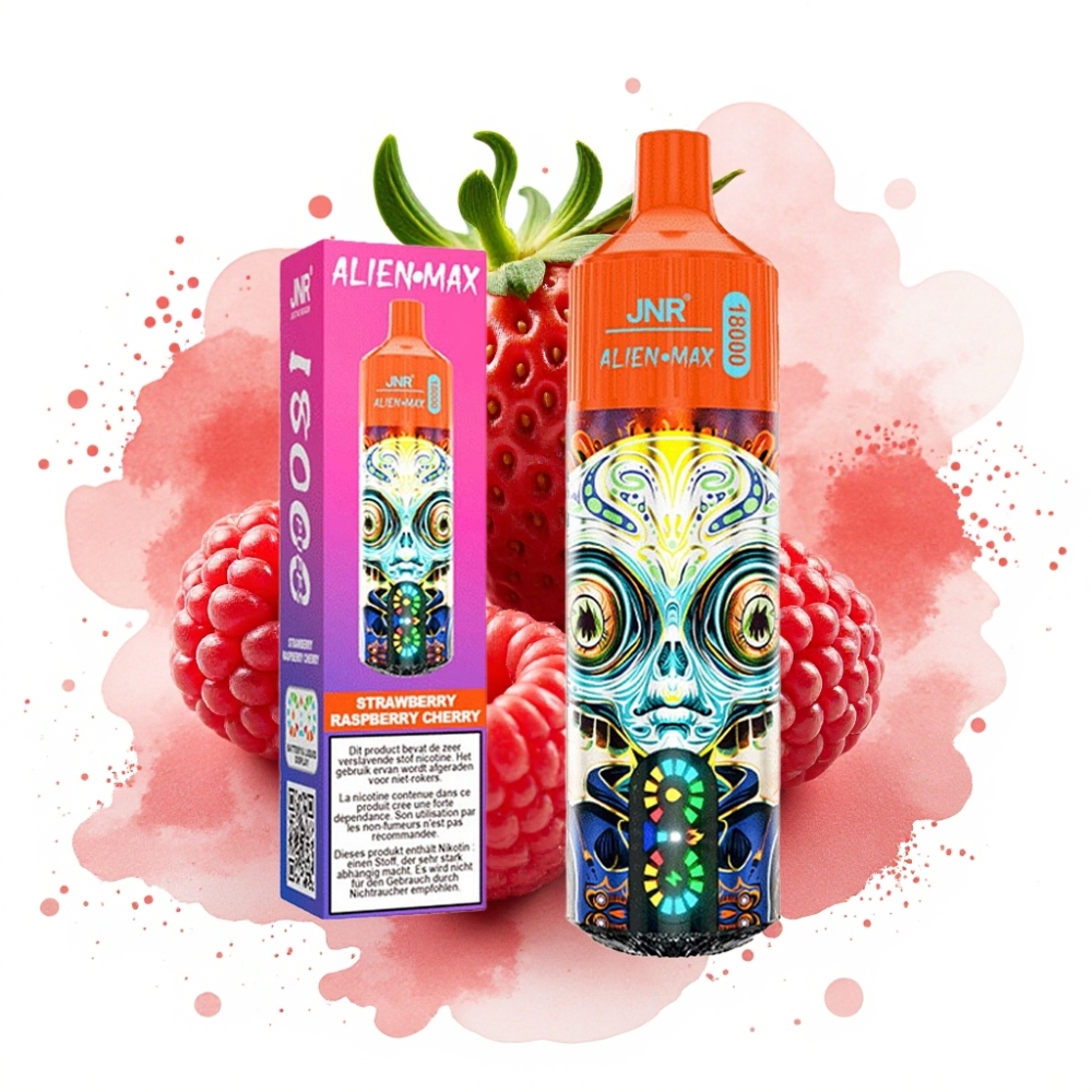JNR Alien Max 18000 Puffs Smart LED Dual Mesh 28ml Strawberry Raspberry Cherry