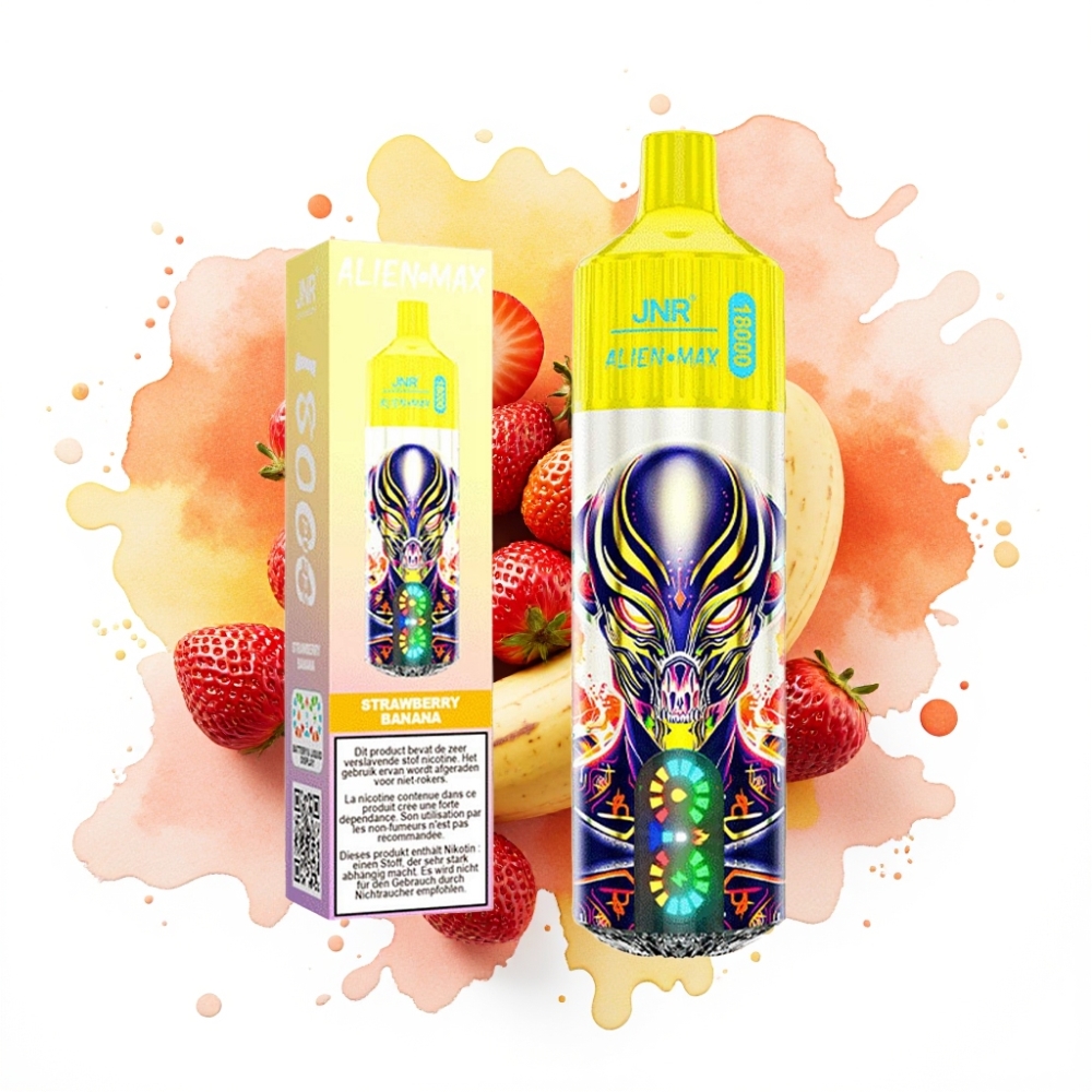 JNR Alien Max 18000 Puffs Strawberry Banana Dual Mesh Coil 28ml E-liquid 850mAh Type-C Quick Charge
