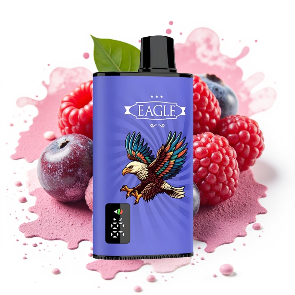JNR EAGLE Smart 23000 Puffs Disposable Vape Digital Screen 1.0ohm Mesh Coil Adjustable Airflow 750mAh Type-C 25ml Blueberry Raspberry Cherry