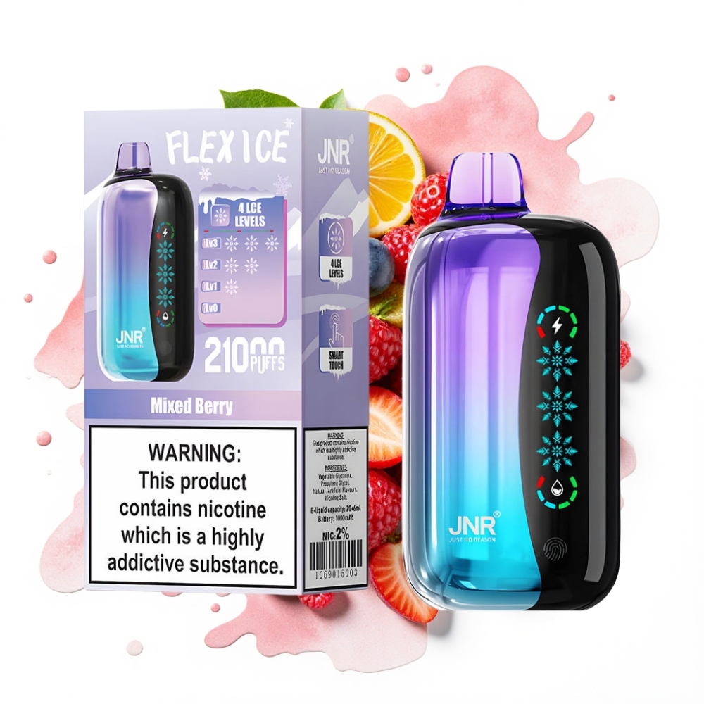 JNR Flex Ice 21000 Puffs 26ml Ice Adjustable Customizable Airflow Touch Screen Mixed Berry