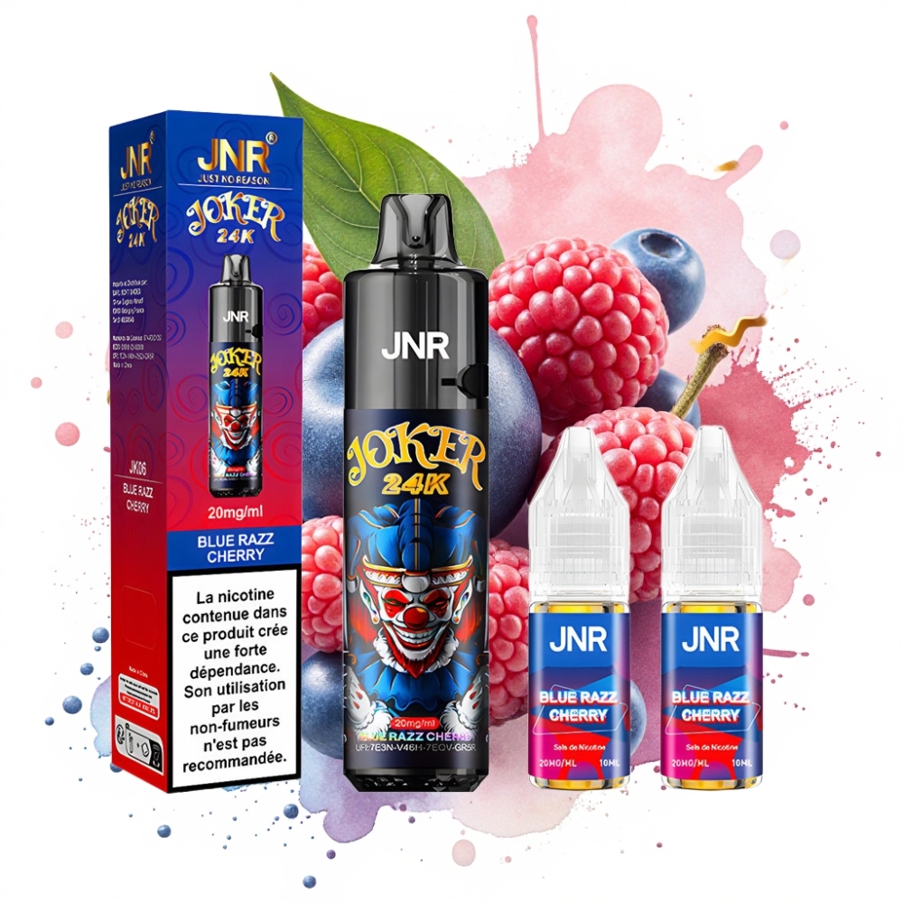 JNR Joker 24K Puffs Refillable 800mAh Blue Razz Cherry