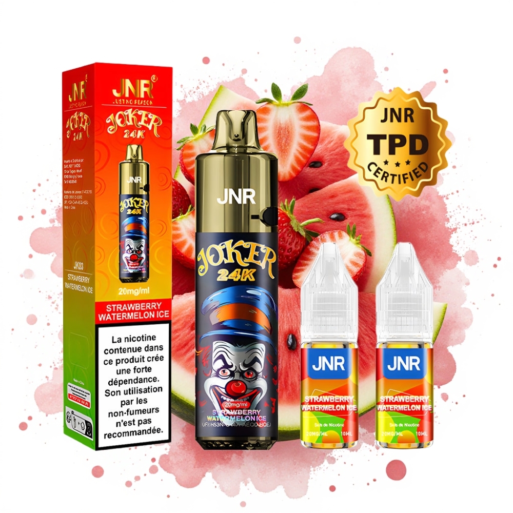JNR Joker 24K Puffs Refillable 800mAh Strawberry Watermelon Ice