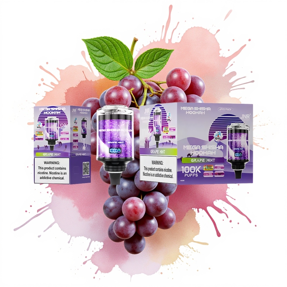 JNR Mega Shisha Hookah 100K Desktop Compatibility 60mL 2200mAh Grape Mint