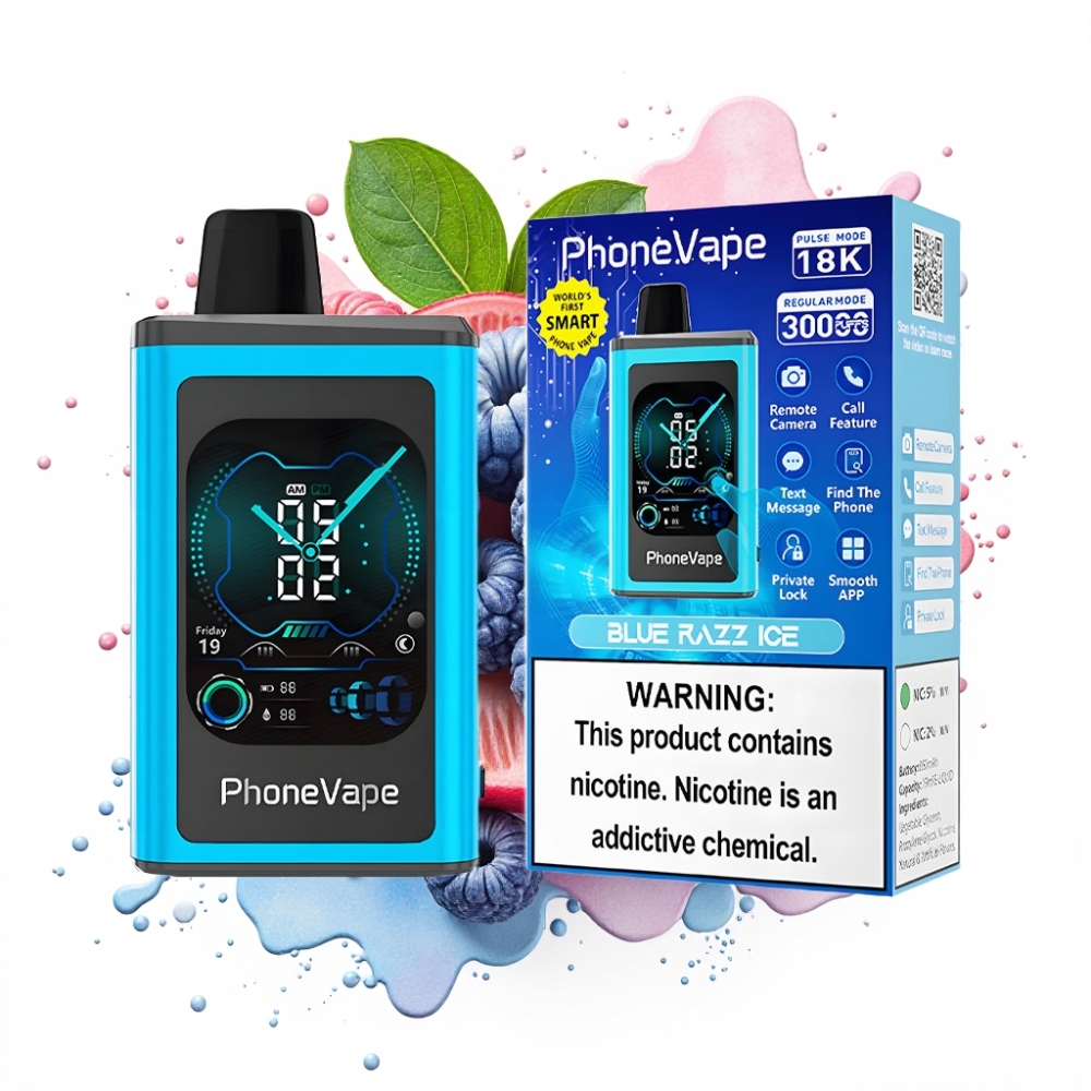 JNR PhoneVape 30000 Puffs 850mAh Type-C Rechargeable App Controlled Blue Razz Ice