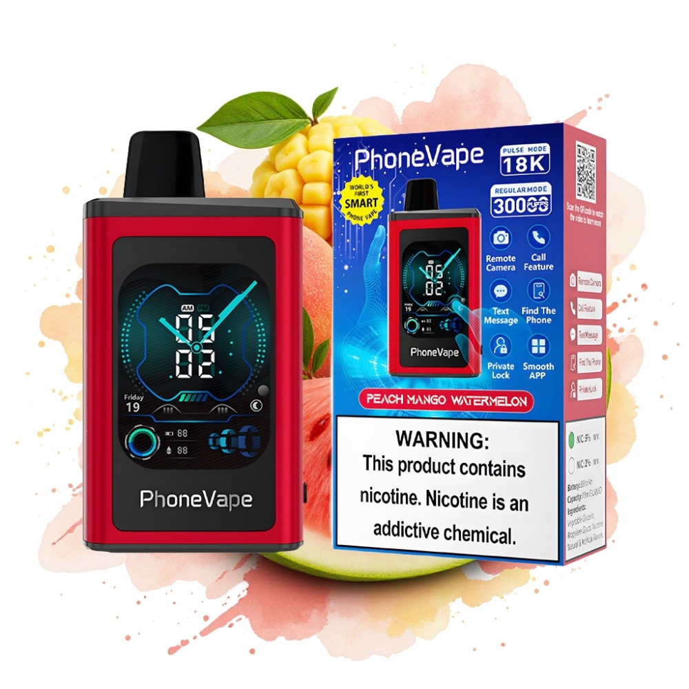 JNR PhoneVape 30000 Puffs Rechargeable App Controlled Peach Mango Watermelon