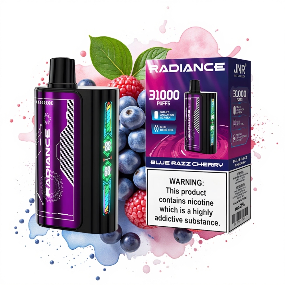 JNR Radiance 31000 Puffs 28ml Dual Mesh Rechargeable BLUE RAZZ CHERRY