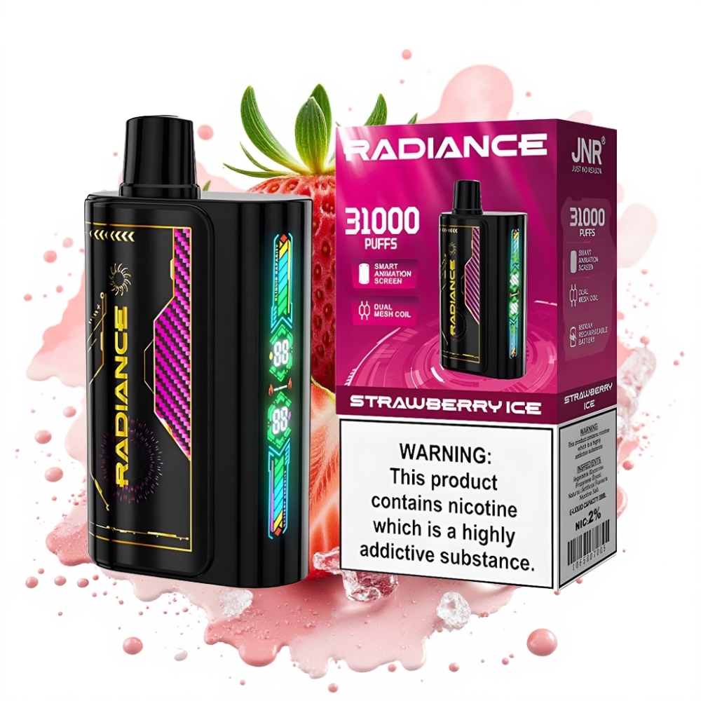 JNR Radiance 31000 Puffs 28ml Smart Screen Dual Mesh Rechargeable Strawberry Ice
