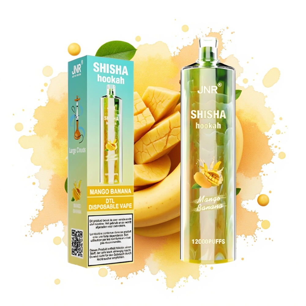 JNR Shisha Hookah 12000 Puffs 750mAh 24ml 0.6 Ohm Mango Banana
