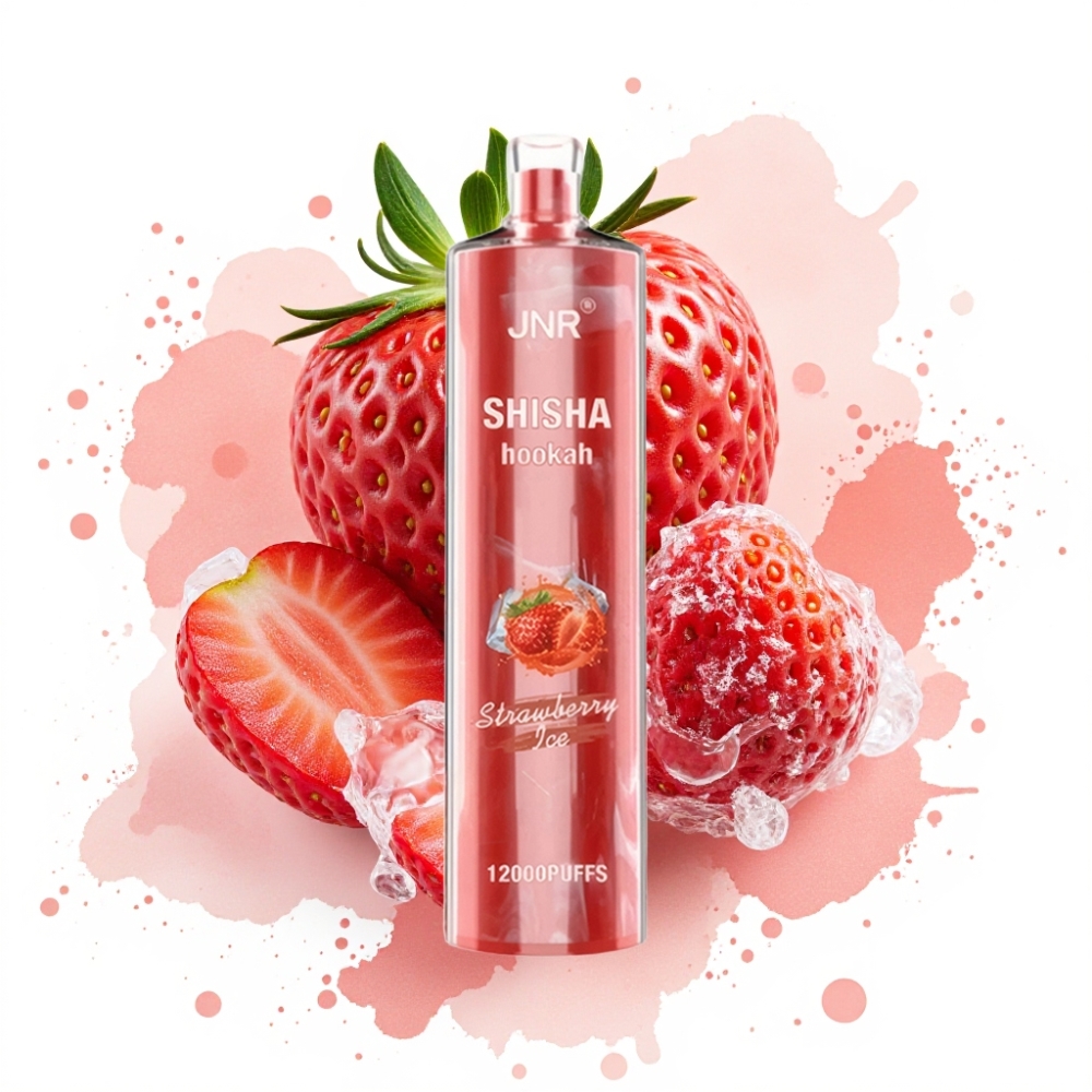 JNR Shisha Hookah 12000 Puffs 750mAh 24ml 0.6 Ohm Mesh Strawberry Ice
