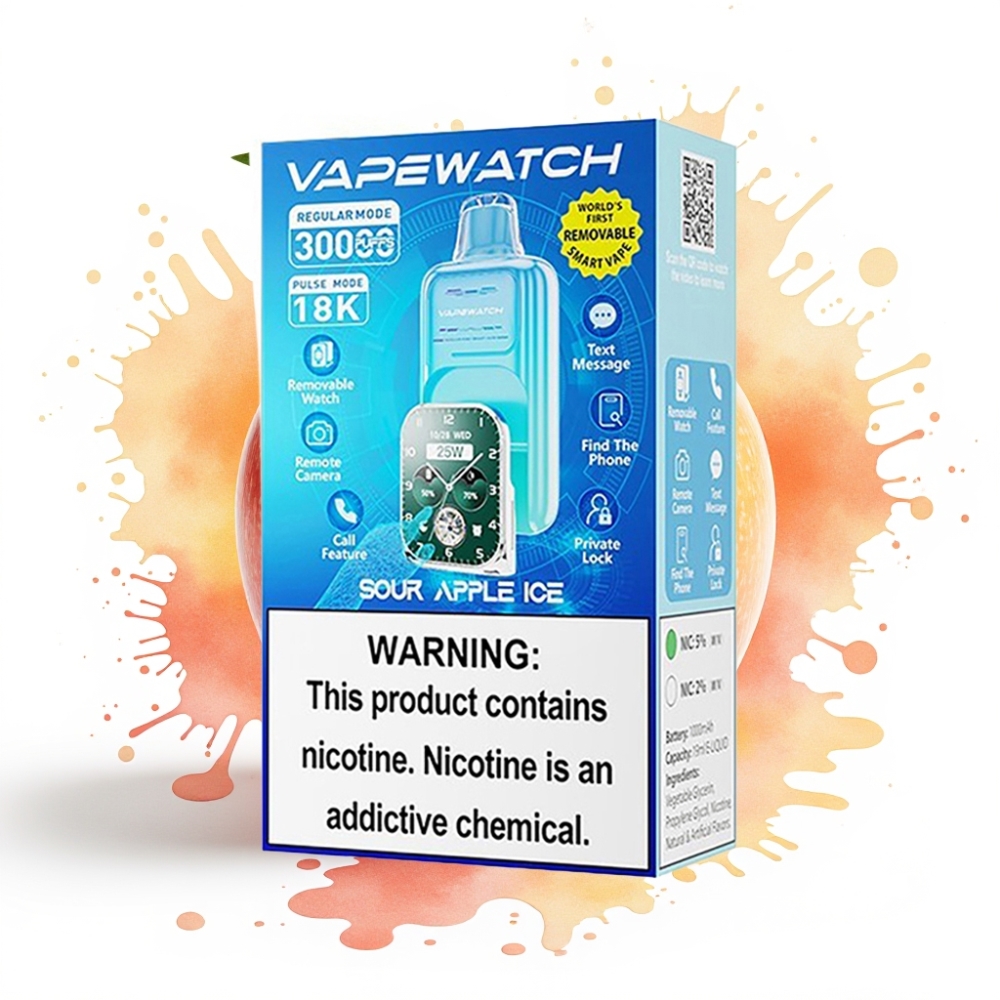 JNR VapeWatch 30000 Puffs 19mL 5% Dual Mesh Coil Sour Apple Ice