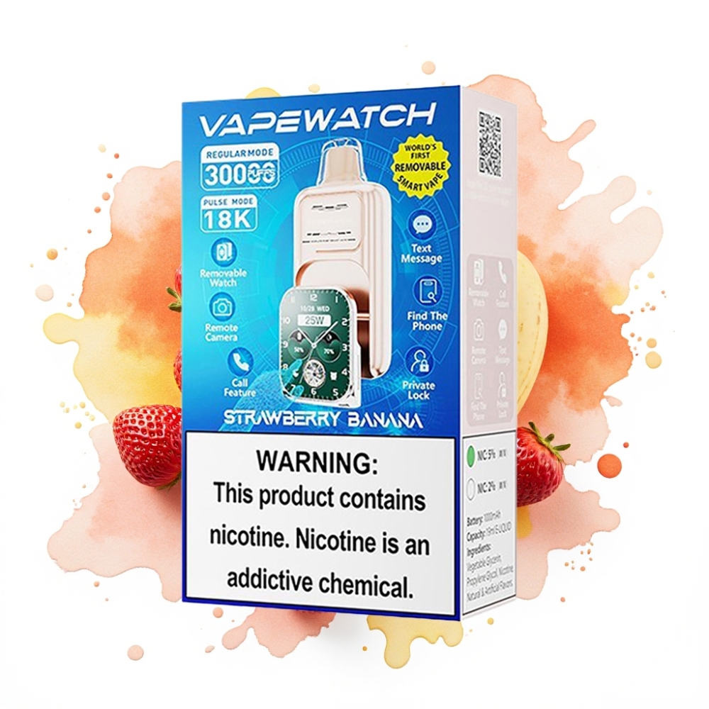 JNR VapeWatch 30000 Puffs 19mL 5% Dual Mesh Strawberry Banana