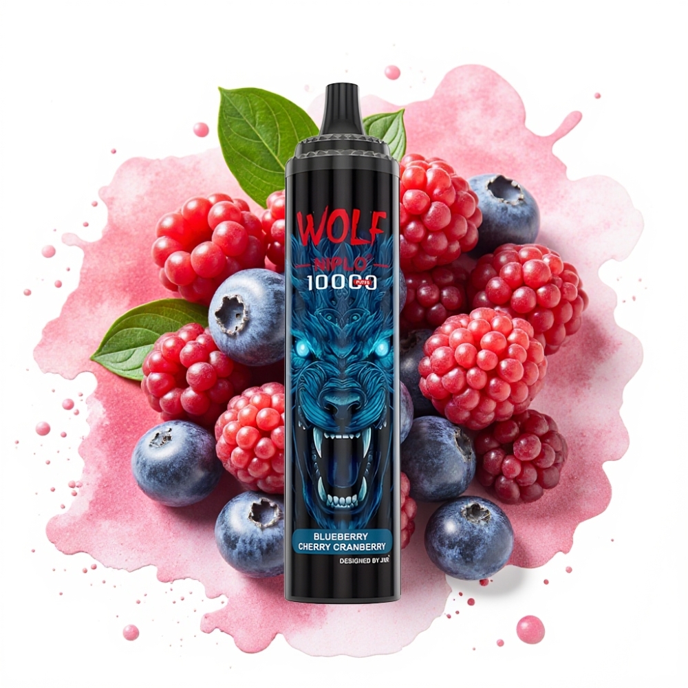 JNR Wolf Niplo 10000 Puffs 1.0 Ohm Mesh 650mAh 20ml Blueberry Cherry Cranberry
